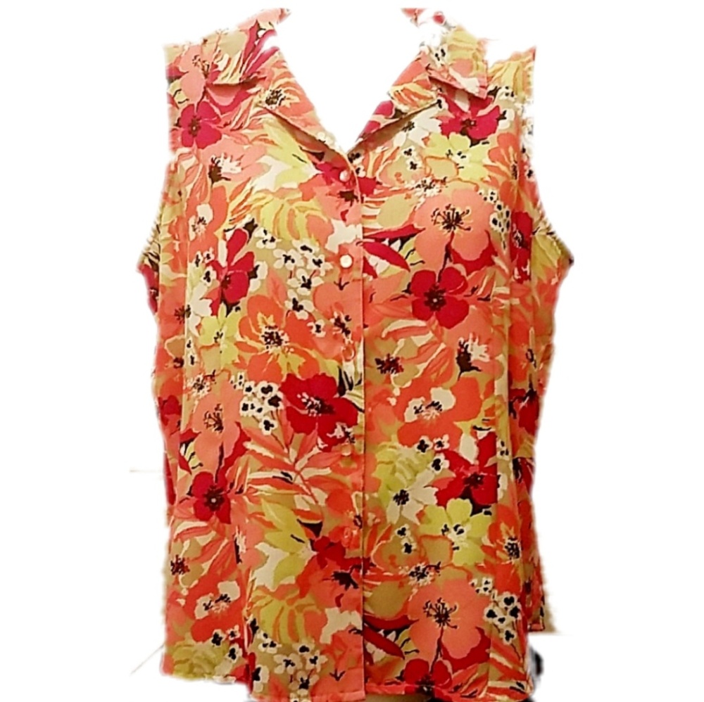 Jaclyn Smith L Woman's Sleeveless Button-up Top
